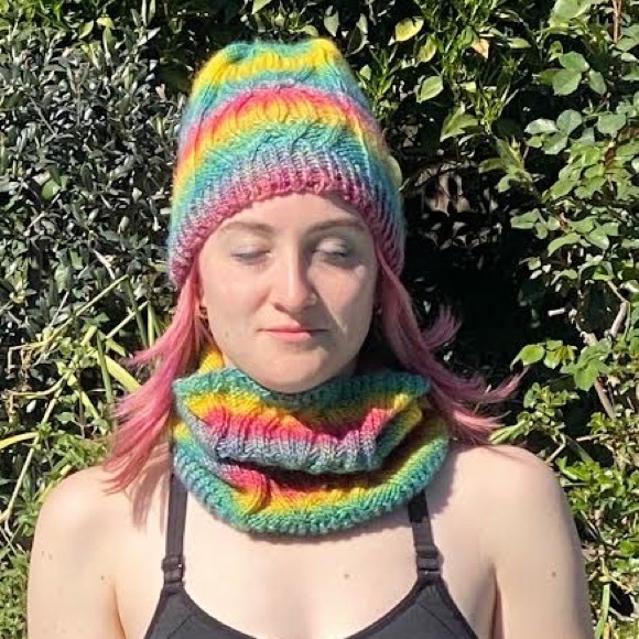7-Chakra Beanie - Designed and Knit with love by Stacey Namaste Designs - Picture 3 of 5
